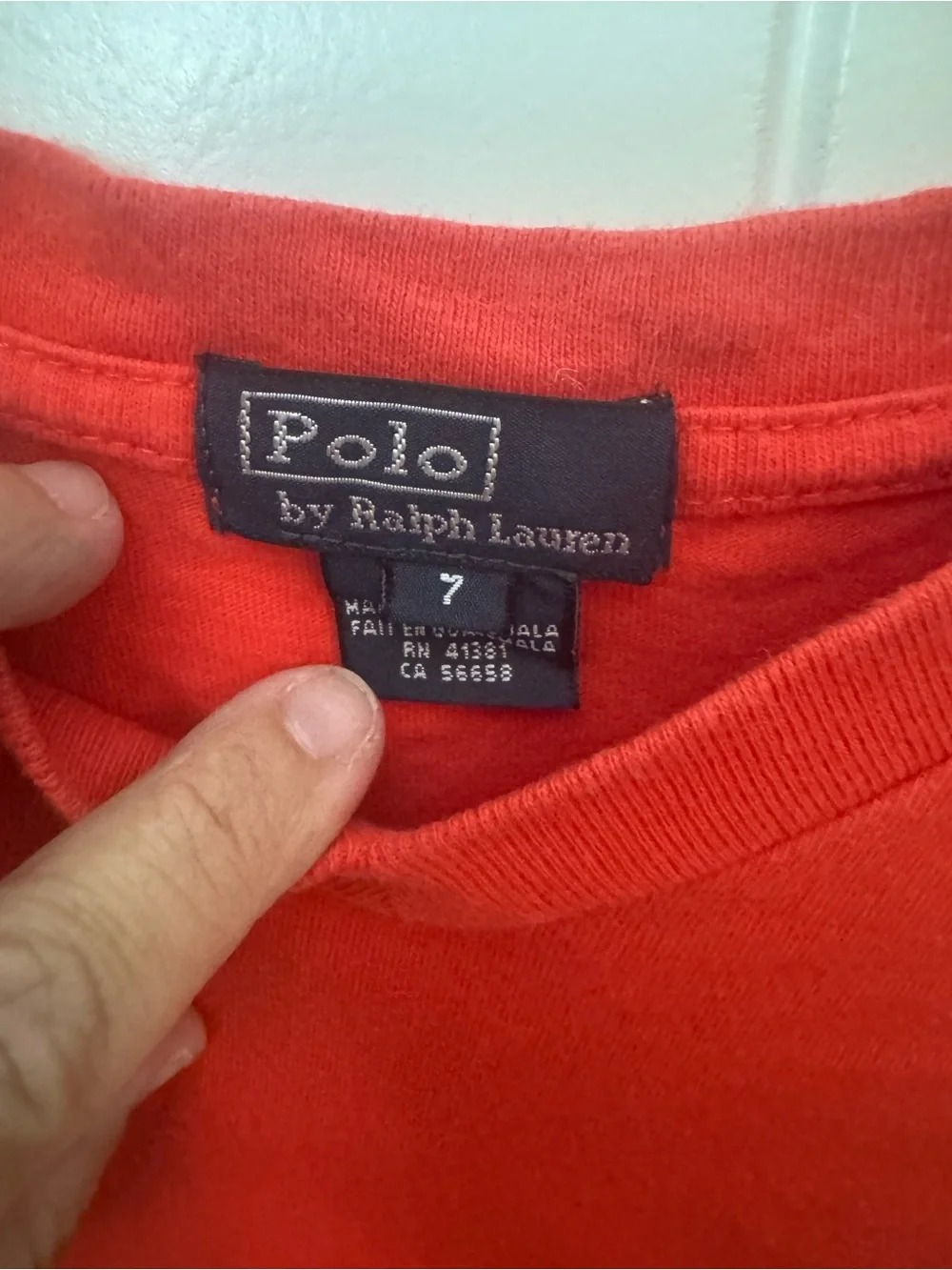 Ralph Lauren Red V-Neck Polo Tee boys size 7